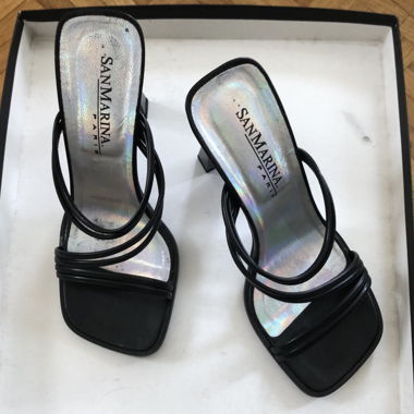 Sandales à talons cuir noir