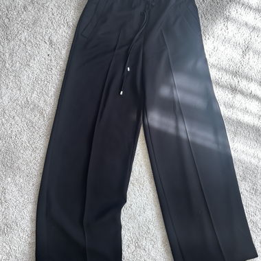 Pantalon large en tissu noir Zara S/M avec cordon