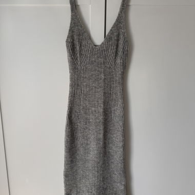 Graues Rippstrickkleid H&M, Grösse S