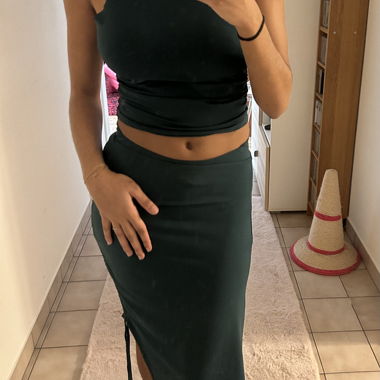 Ensemble jupe longue et top vert foncé