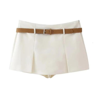 Jupe mini crème avec ceinture Zara