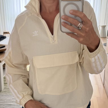 Giacca adidas crema con zip quarter-zip
