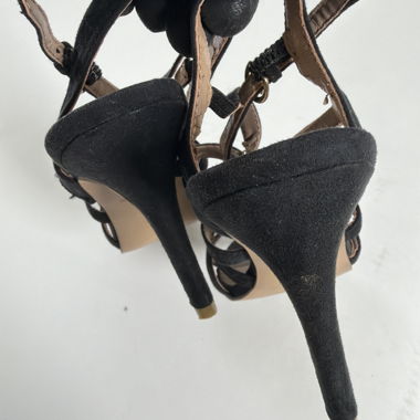 Black strappy high heel sandals