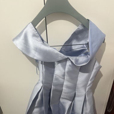 Robe soirée d’été bleu satinée 36 
