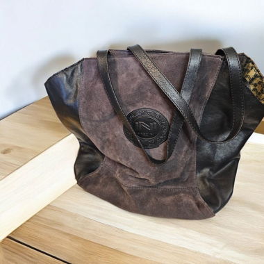 Sac cuir Dame noir/gris