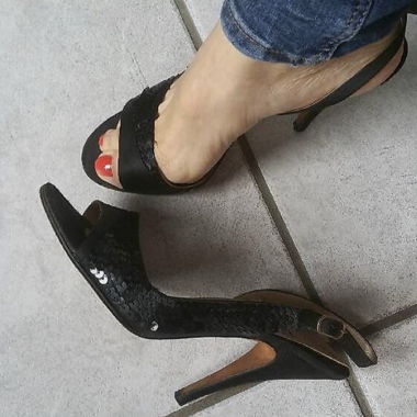 Décolleté neri Casadei con paillettes