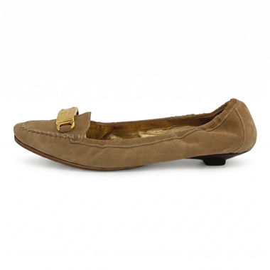 Prada Suede Buckle Ballerina EU 39 Beige
