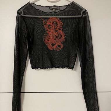 Haut court en mesh noir