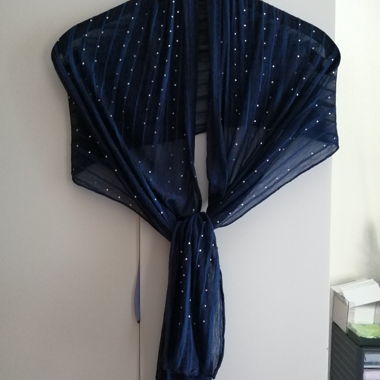 Sciarpa con paillettes blu scuro