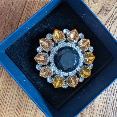 Ornate brooch with gemstones