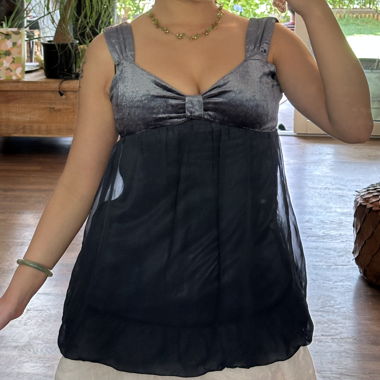 japanese vintage: blaue Samt-Camisole
