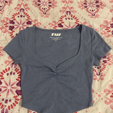 Blaues geripptes Crop Top Tally Weijl Gr. S