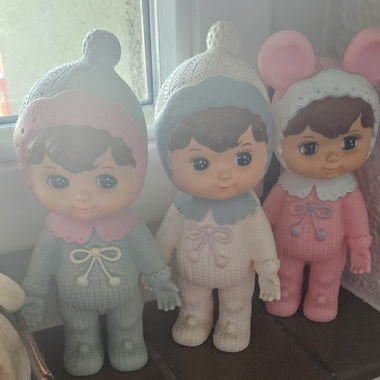 3 antike deko puppen 