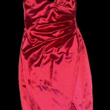 Red Missue Satin Dress with Slit