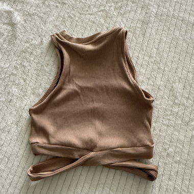 Ribbed Tie-Back Crop Top