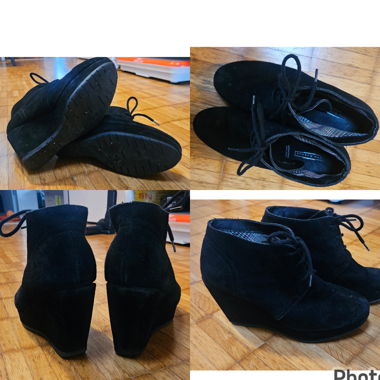 Scarpe nere con lacci tacco a zeppa