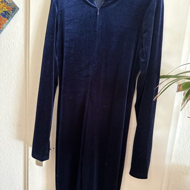 Velours-Overall in Nachtblau