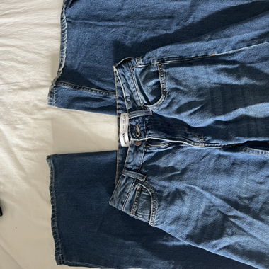 Blue straight leg pants