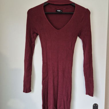 Strickkleid Minikleid burgunder bordeaux