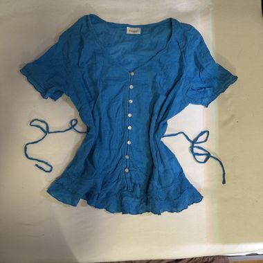 Blue short-sleeve blouse