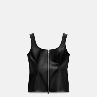 Top similpelle cerniera 