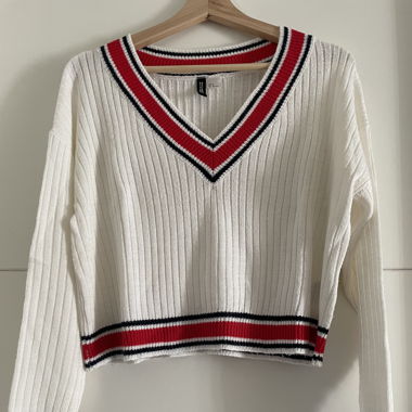 White and red sweater