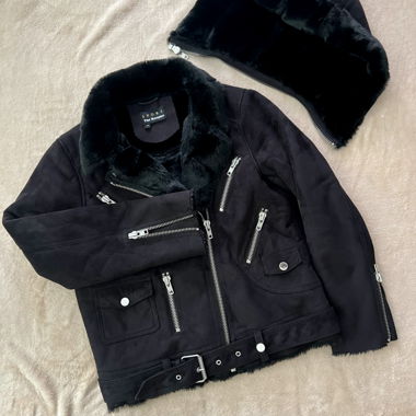 The Kooples - Faux Suede and Faux Fur Jacket