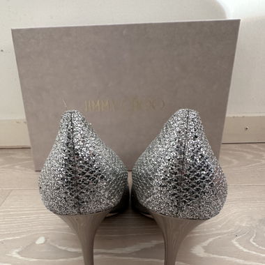 Escarpins Jimmy Choo argentés, T39, portés 1x