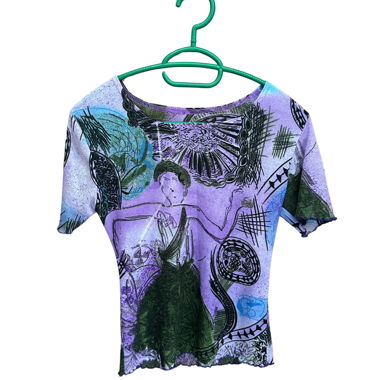 Vintage Y2K violettes Mesh-Top S-M