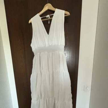 Weißes Sommerkleid, lang und leicht - Größe XXL