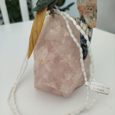 Endless Necklace with Coral Beads on Nylon Cord