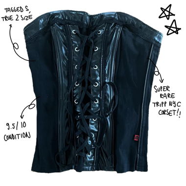y2k tripp nyc faux leathet corset
