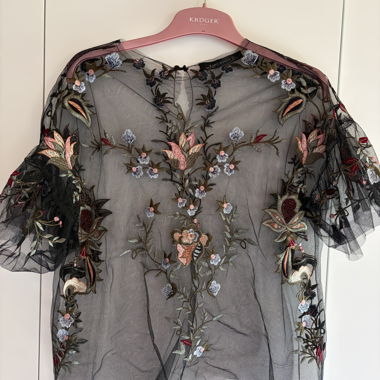 Zara Mesh-Bluse mit Stickerei