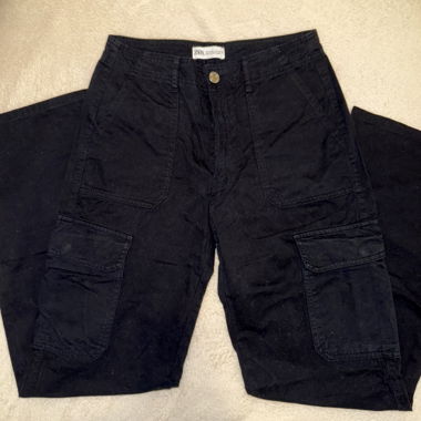 Black cargo trousers