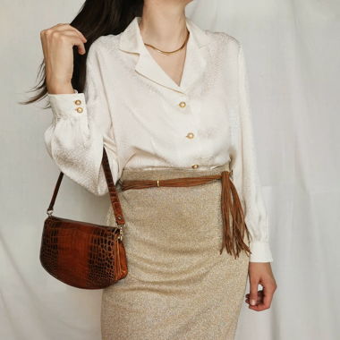 Silk vintage jacquard blouse