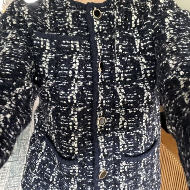 Navy Boucle Cardigan XS