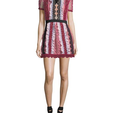 Self-Portrait Bellis Lace Cocktail Mini Kleid