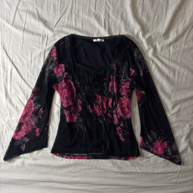 “Tired in my beauty” lace mesh long sleeve top