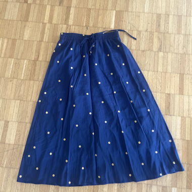 Blue Midi Skirt with Dots