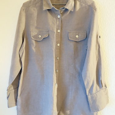 Camicia abbottonata beige in lino misto da donna Verse
