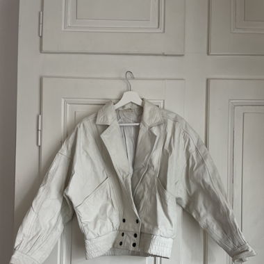 Veste en Cuir Vintage Blanche