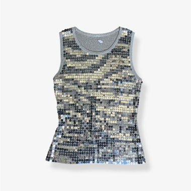 y2k silver sequin tank top 