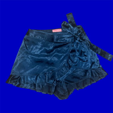 Shorts avvolgenti in raso blu