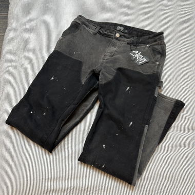 2drippylab black/grey flare jeans