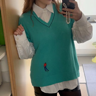 Maglione adidas vintage scollo a V senza maniche