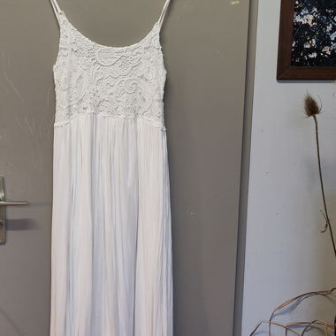 White summer dress with lace, Mango