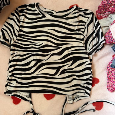 Zebra-Print kurzärmeliges Crop-Top