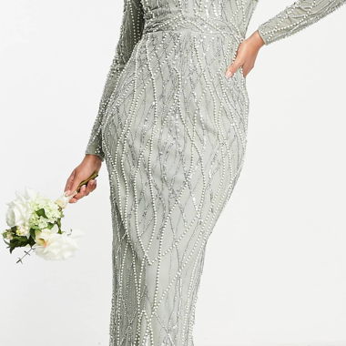 Abito maxi decorato con perle