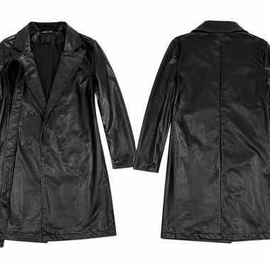 Cappotto nero effetto pelle