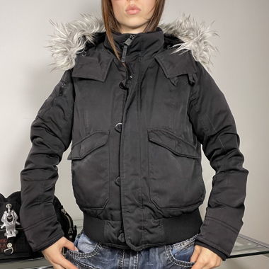 Giacca Hollister con cappuccio in pelliccia
